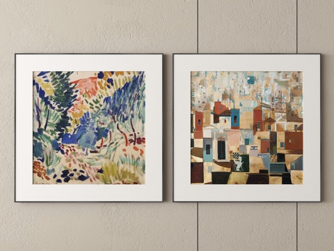 现代挂画 装饰画 抽象挂画su模型su模型