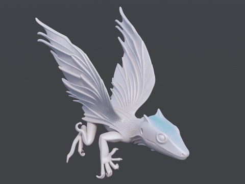 白模小飞龙雕塑su模型