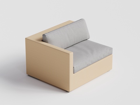 DEDON - 现代户外沙发 单人沙发 藤编转角沙发su模型