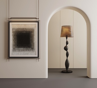 现代落地灯 现代意式挂画 字画 客厅挂画 茶室挂画 书房挂画su模型