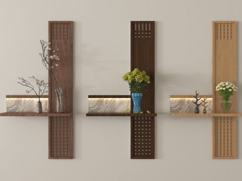 新中式挂件 挂饰 立体墙饰su模型