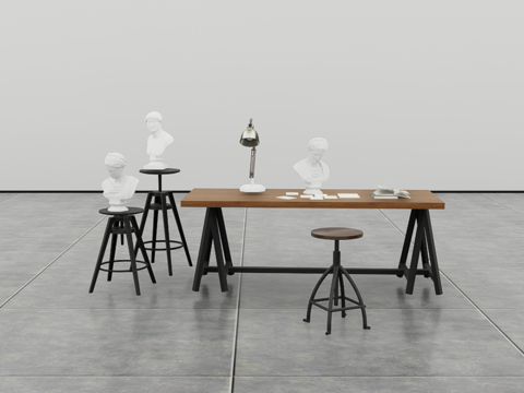 设计师桌子su模型