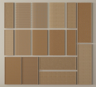 现代藤编装饰板 竹编隔断 镂空屏风 建筑材料su模型