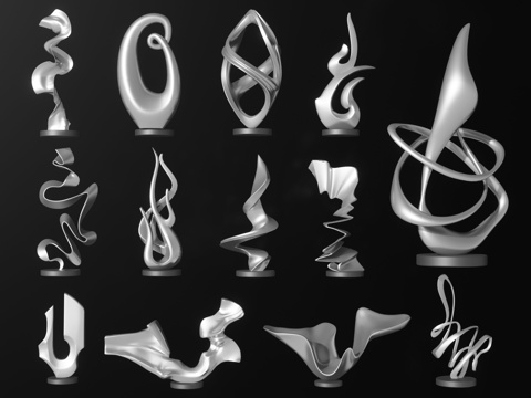 现代异形雕塑 艺术雕塑 创意雕塑装置 曲线雕塑 抽象雕塑小品su模型