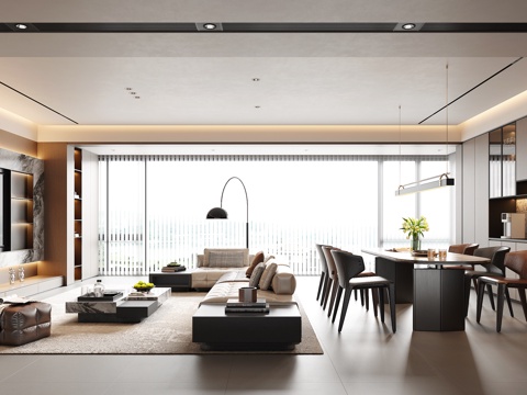 现代意式客餐厅su模型