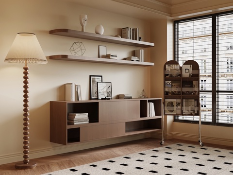 中古风书架 置物架su模型