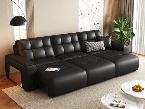 现代真皮沙发床 电动沙发su模型