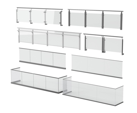 现代围栏护栏 玻璃栏杆 扶手 阳台围栏su模型