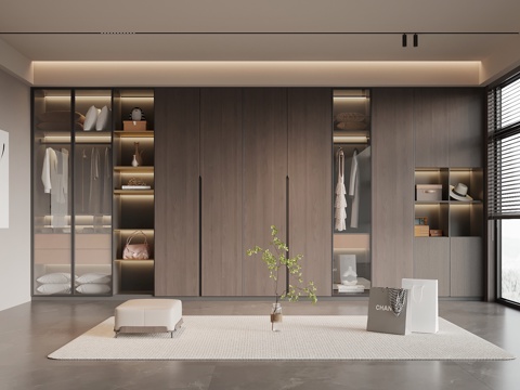 意式衣帽间 衣柜 换鞋凳su模型