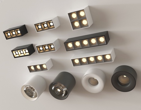 现代筒灯射灯 明装筒灯射灯su模型