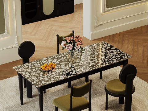 法式餐桌椅su模型