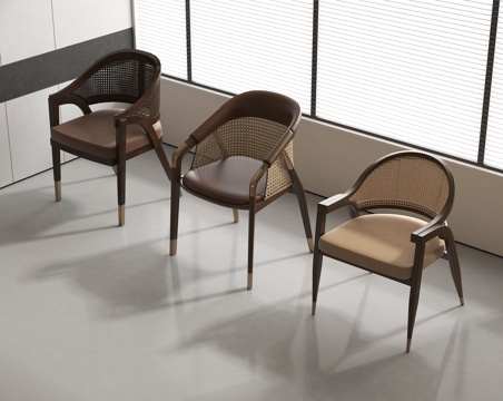 侘寂中古餐椅 单椅 休闲椅su模型