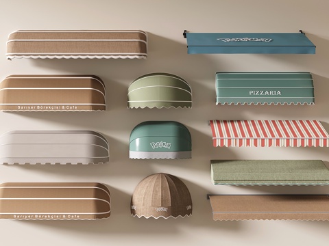 法式遮阳棚 复古雨搭 伸缩遮雨棚 折叠式户外雨棚 收缩su模型