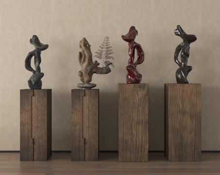 现代摆件组合 雕塑摆件 抽象雕塑su模型