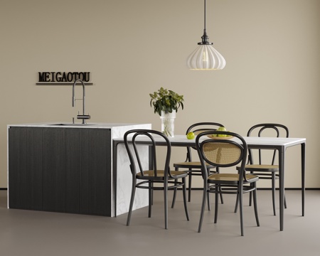 现代餐桌椅 餐椅 岛台餐桌 餐厅吊灯su模型