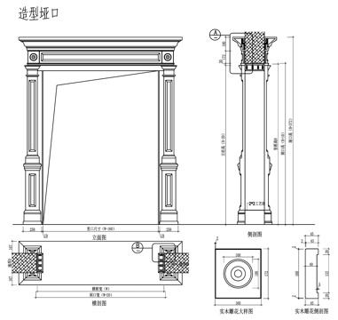 石材大门/实木大门 垭口节点图cad施工图