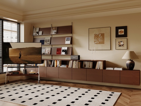 中古风书柜 电视柜 支架电视su模型