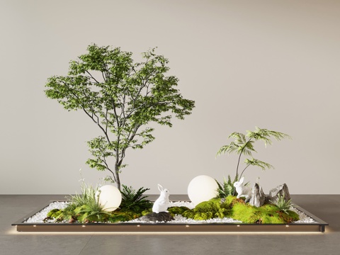 景观小品 绿植 树 石头摆件su模型