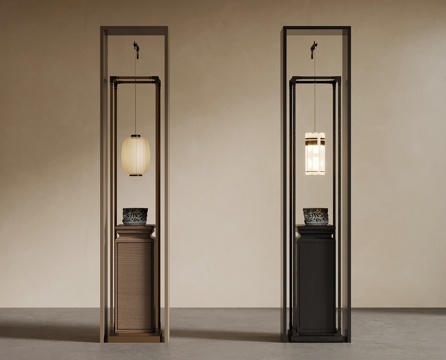 新中式雕塑摆件 装饰柜su模型