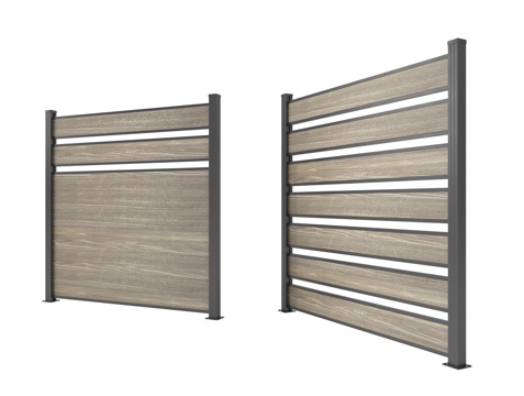 现代围栏护栏 铝艺栏杆 防腐木栏杆su模型