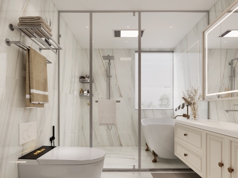  法式卫生间 欧式卫生间 美式卫生间 法式洗手池 现代卫生间3d模型 