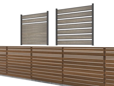 现代围栏护栏 铝艺栏杆 木质围栏 栅栏su模型