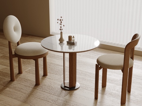 中古风桌椅 洽谈桌椅su模型