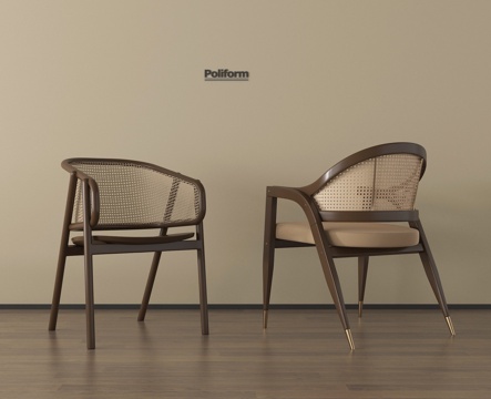 侘寂中古餐椅 单椅 休闲椅su模型