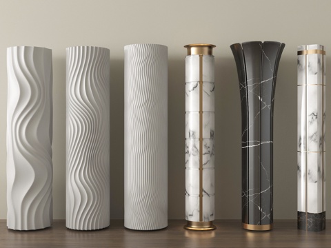 现代柱子 圆柱 装饰柱子 造型柱子su模型