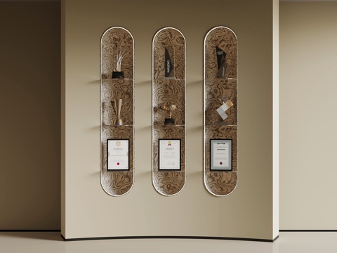 现代奖杯 荣誉墙 奖杯柜su模型