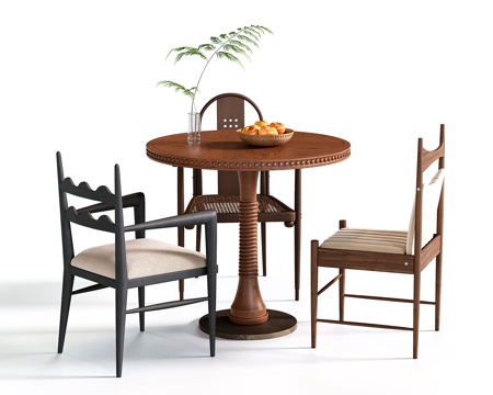 中古洽谈桌椅 现代休闲桌椅 单椅 接待桌椅 餐桌椅su模型