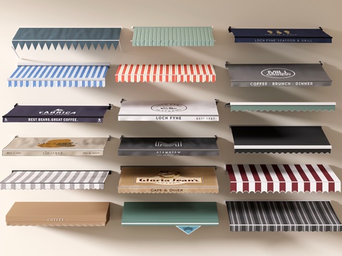 现代遮阳棚 雨搭 伸缩遮雨棚 折叠式户外雨棚 收缩su模型