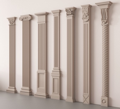 欧式柱子 柱头 罗马柱 四方柱su模型