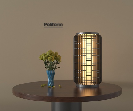 新中式台灯 金属格栅台灯su模型