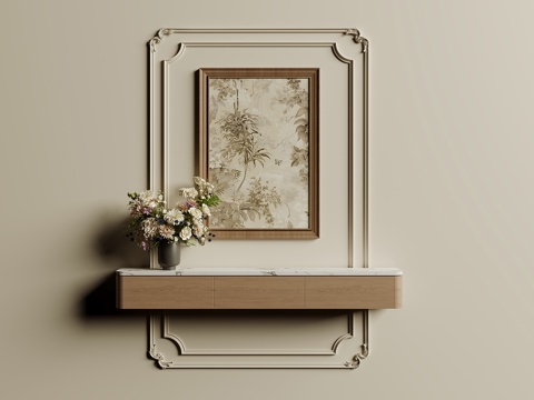 中古法式 花瓶 挂画su模型