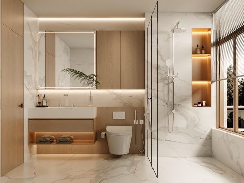 现代高级感卫生间su模型