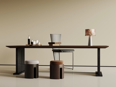 中古风书桌椅su模型