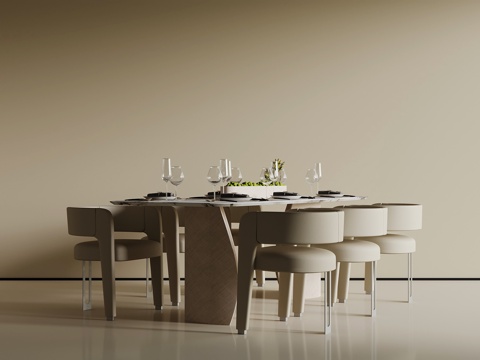 现代 餐桌椅su模型