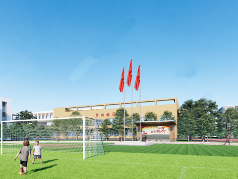 现代校园景观  校园建筑校园操场su模型