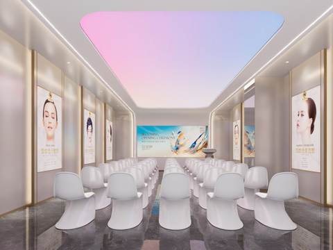 现代网红讲室会议室su模型