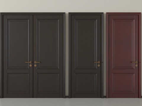 法式中古风门 双开门 单开门 入户门 木材su模型