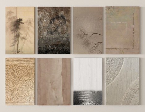 侘寂挂画组合 装饰画 墙饰挂件 挂画su模型