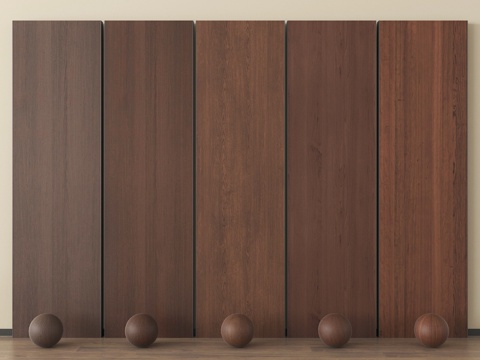 现代木饰面 护墙板 墙饰板 木饰面背景墙su模型