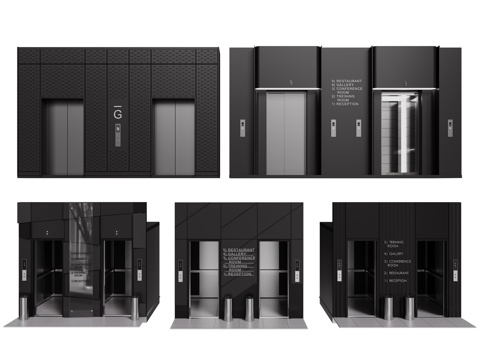 现代电梯 室内电梯 商场电梯 电梯间su模型