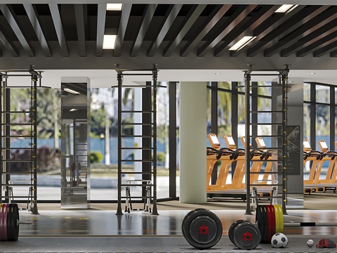  现代健身房3d模型 