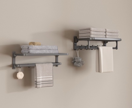 现代毛巾架 置物架 卫浴小件su模型