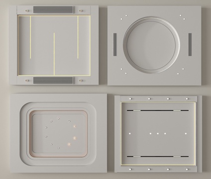 现代无主灯吊顶 圆形 方形吊顶 石膏板吊顶su模型