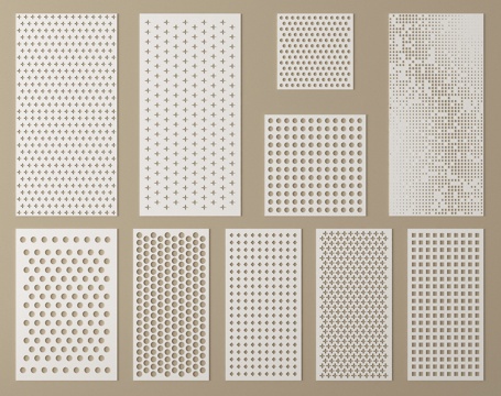 现代其他五金 冲孔板 不锈钢板 穿孔护墙板su模型