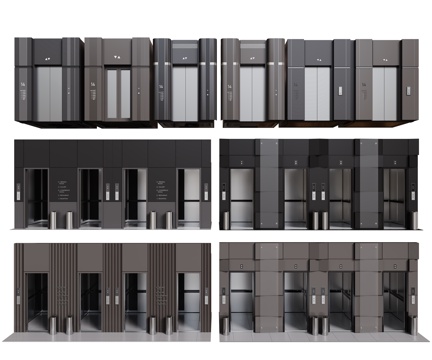 现代电梯 室内电梯 商场电梯 电梯间su模型