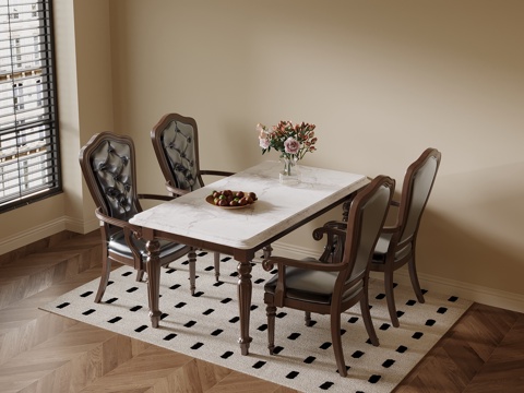 法式餐桌椅su模型